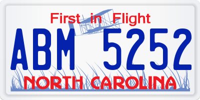 NC license plate ABM5252