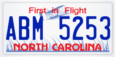 NC license plate ABM5253