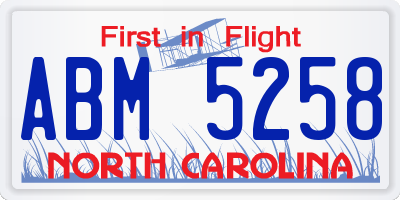 NC license plate ABM5258