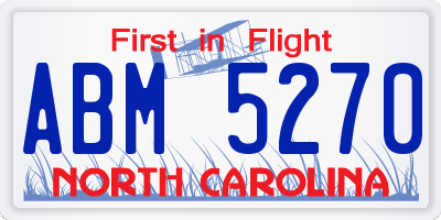 NC license plate ABM5270
