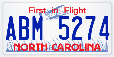 NC license plate ABM5274