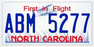 NC license plate ABM5277