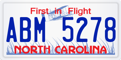 NC license plate ABM5278