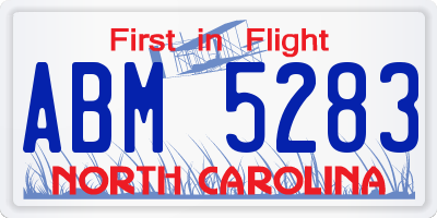 NC license plate ABM5283