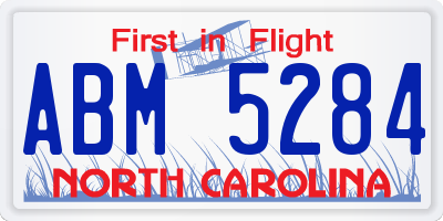NC license plate ABM5284