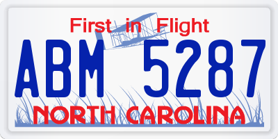 NC license plate ABM5287
