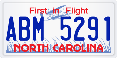 NC license plate ABM5291