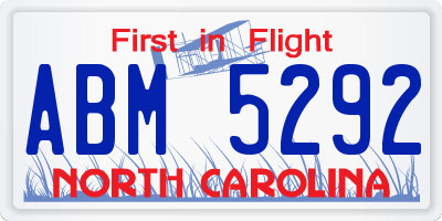 NC license plate ABM5292