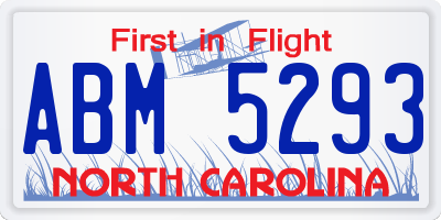 NC license plate ABM5293