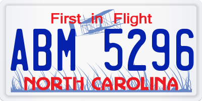 NC license plate ABM5296