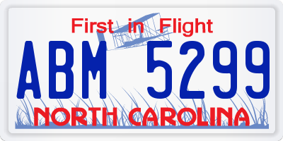 NC license plate ABM5299