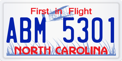NC license plate ABM5301