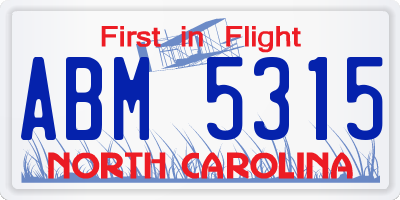 NC license plate ABM5315