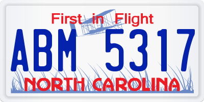 NC license plate ABM5317