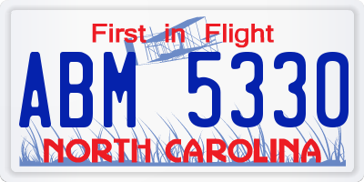 NC license plate ABM5330