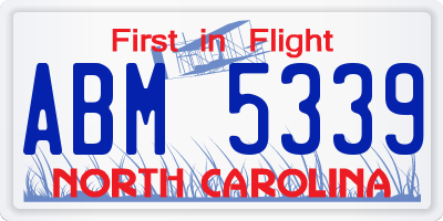 NC license plate ABM5339