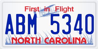 NC license plate ABM5340