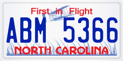 NC license plate ABM5366