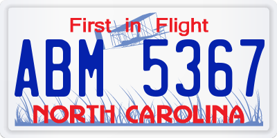 NC license plate ABM5367