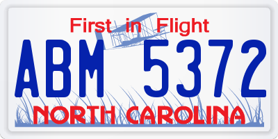 NC license plate ABM5372