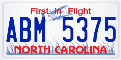 NC license plate ABM5375