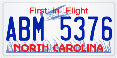 NC license plate ABM5376