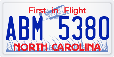 NC license plate ABM5380