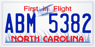 NC license plate ABM5382
