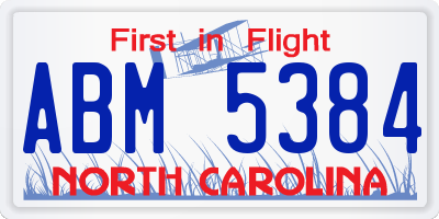NC license plate ABM5384