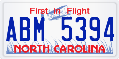 NC license plate ABM5394