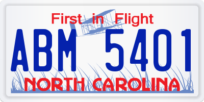 NC license plate ABM5401