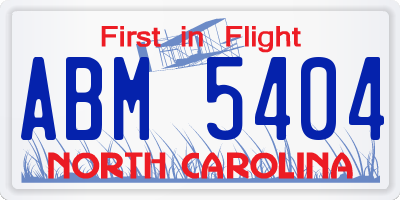 NC license plate ABM5404