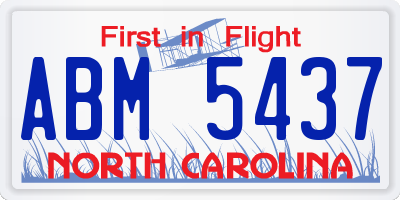 NC license plate ABM5437