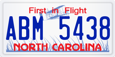NC license plate ABM5438