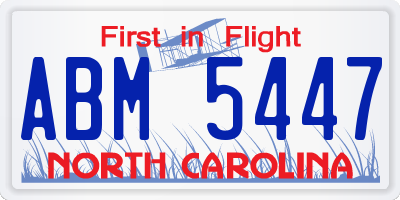NC license plate ABM5447