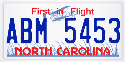 NC license plate ABM5453