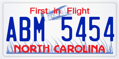 NC license plate ABM5454