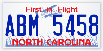 NC license plate ABM5458