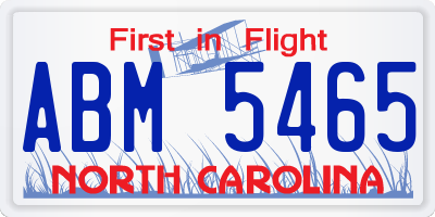 NC license plate ABM5465