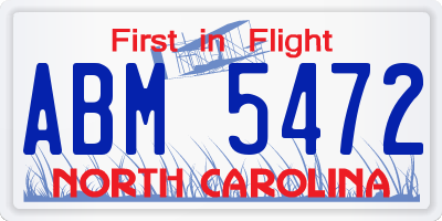 NC license plate ABM5472