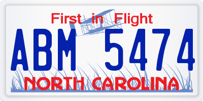 NC license plate ABM5474