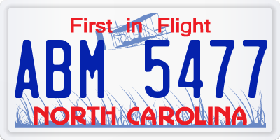 NC license plate ABM5477