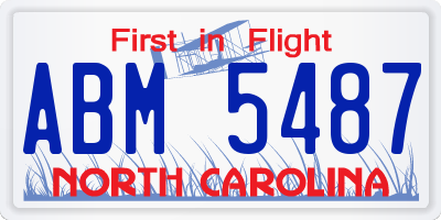 NC license plate ABM5487