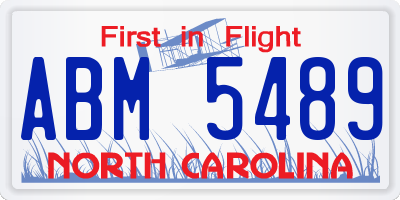 NC license plate ABM5489