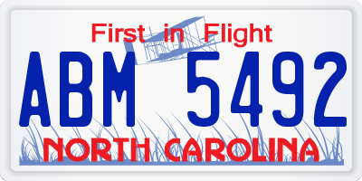 NC license plate ABM5492