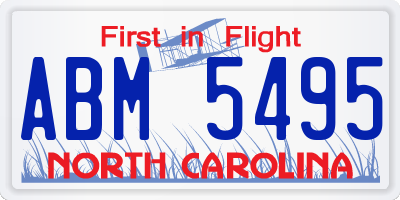 NC license plate ABM5495
