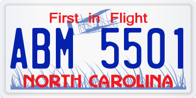 NC license plate ABM5501