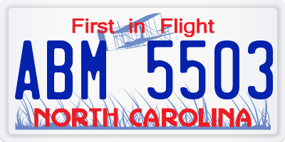 NC license plate ABM5503