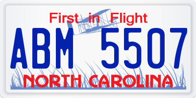NC license plate ABM5507