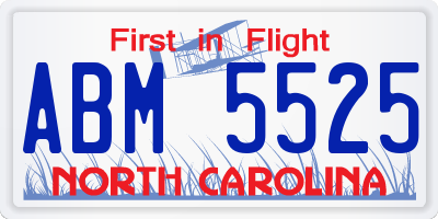 NC license plate ABM5525
